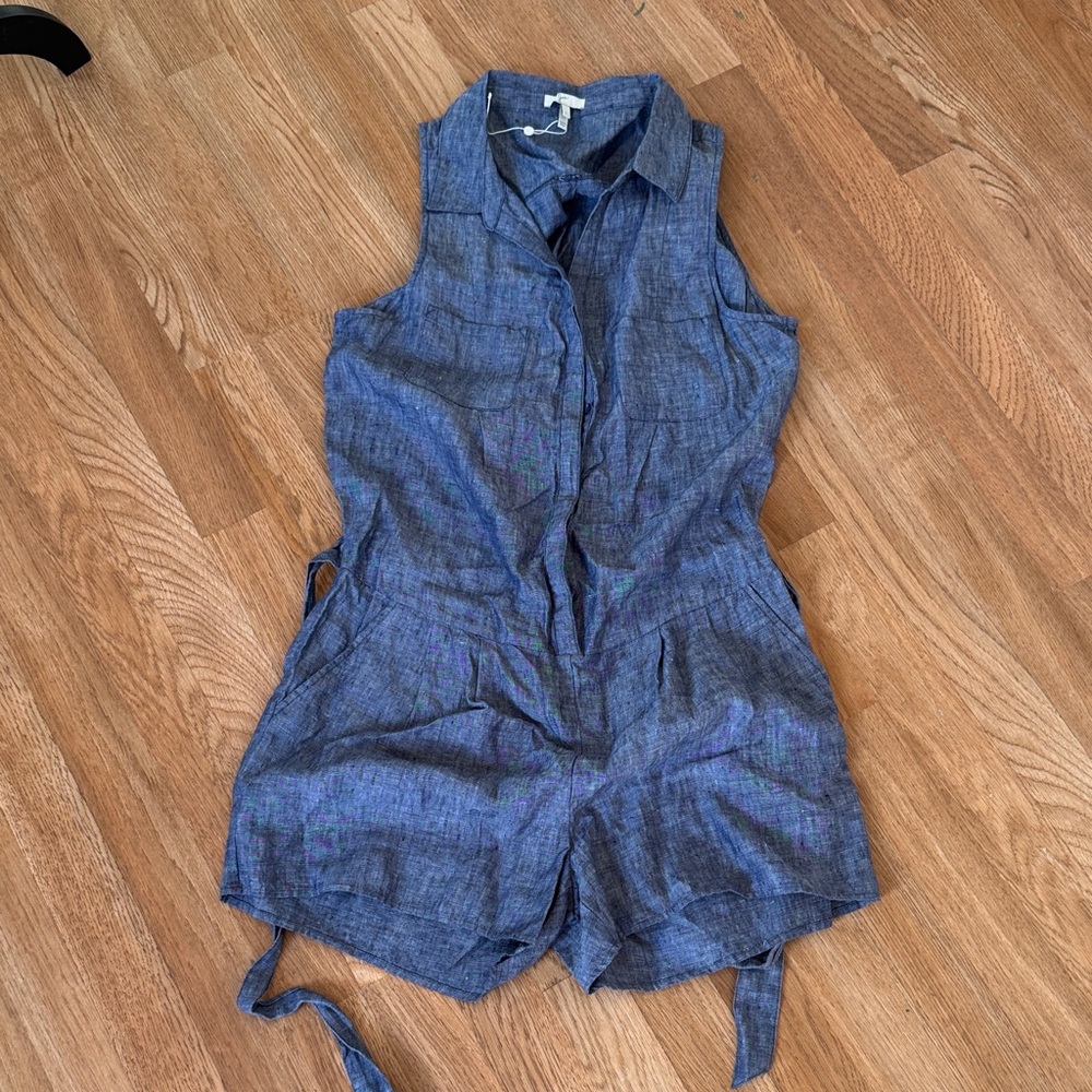 Joie Blue Chambray Button-Front Romper